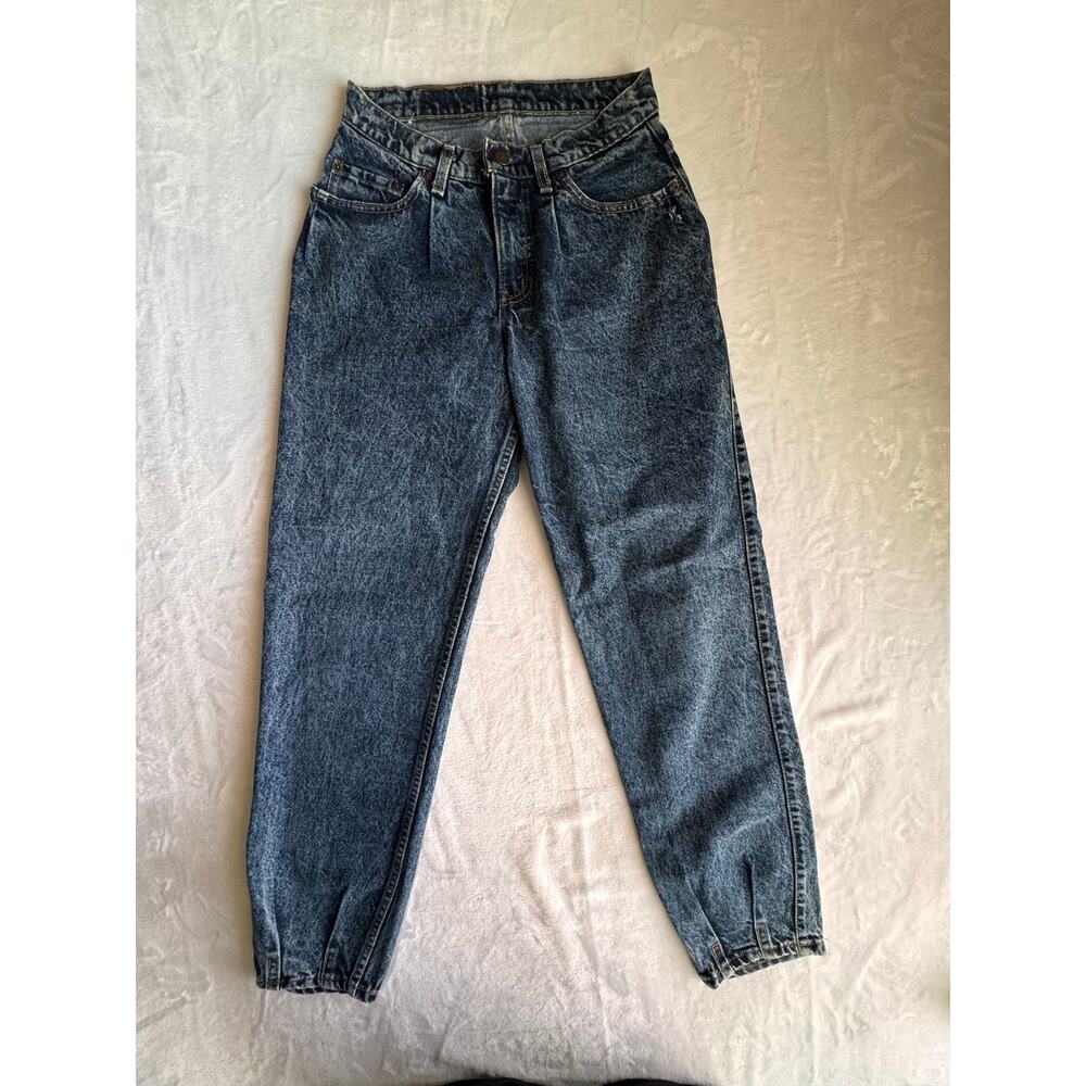 Vintage 80s Levis White Tab Acid Wash Pleated High Waist Jeans Made in USA W30 - Picture 5 of 14